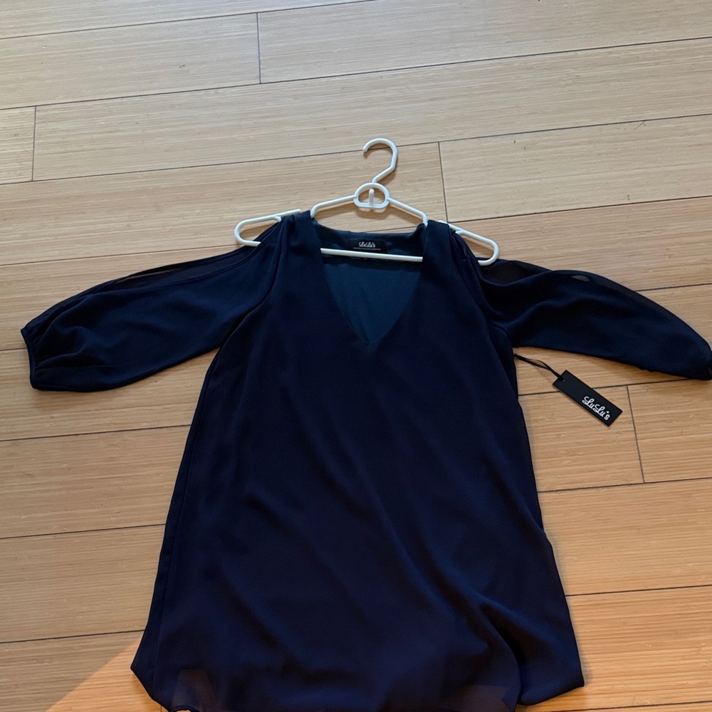 Lulu's Navy Cold Shoulder Dress